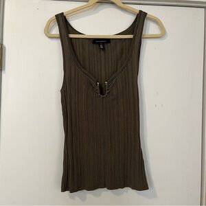 White House Black Market Olive Hardware Ribbed Tank Top women’s large SNAGS
